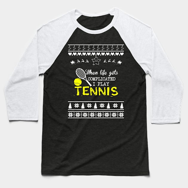 Merry Christmas Tennis Baseball T-Shirt by bryanwilly